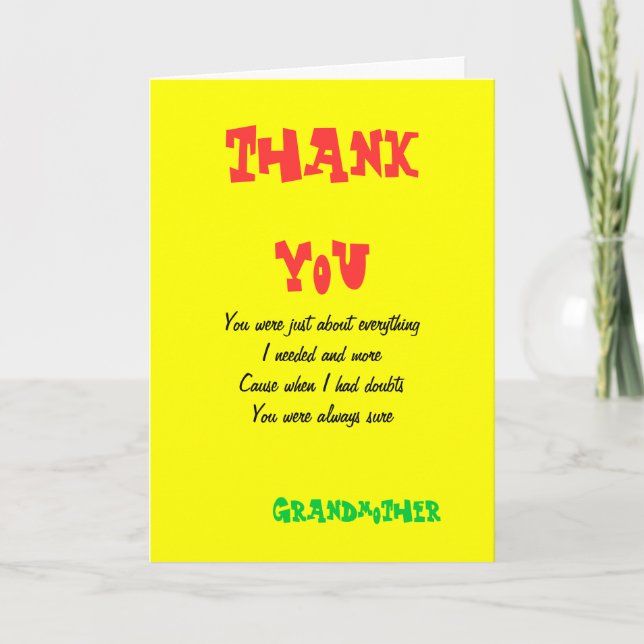 Thank you grandmother greeting cards (Front)