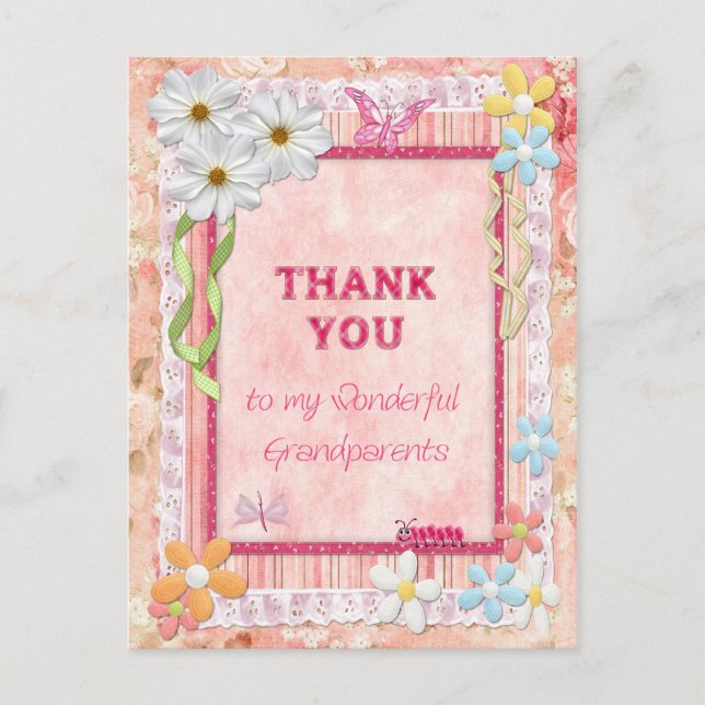 Thank you grandparents, flowers craft card (Front)