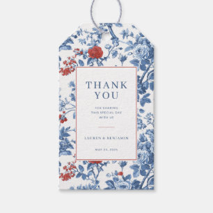THANK YOU Grateful Blue Floral Gift Tags