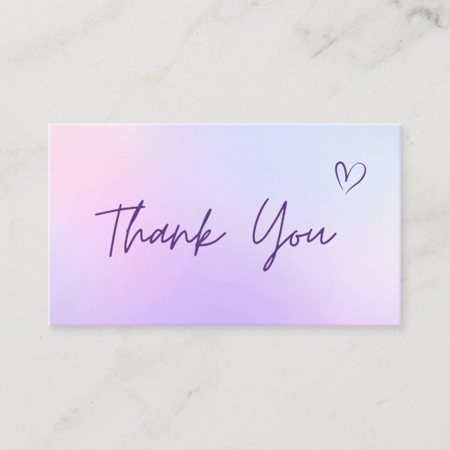Thank You Gratitude Abstract Pink Purple Gradient  Business Card (Front)