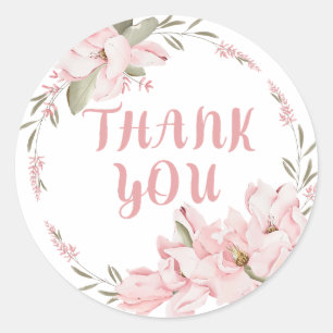 Thank You - Gratitude - Pink Flowers Classic Round Sticker