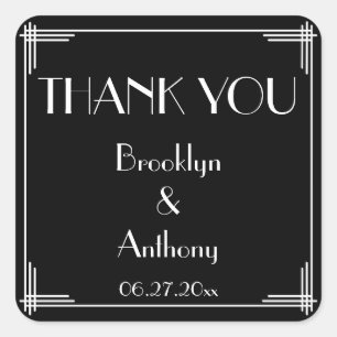 Thank You Great Gatsby Art Deco Wedding Stickers
