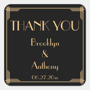 Thank You Great Gatsby Art Deco Wedding Stickers