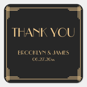 Thank You Great Gatsby Art Deco Wedding Stickers