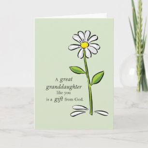 Thank You Great Granddaughter, Religious Green Dai Card