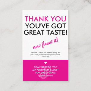 Thank You Great Taste Poshmark Business Card