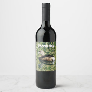 Thank You Grebe and Reflection Photo Appreciation Wine Label