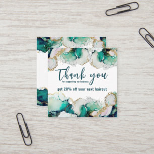 Thank You Green Abstract Elegant Business  Square Business Card