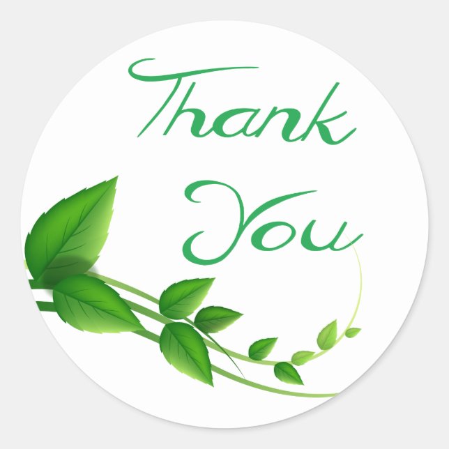 Thank You Green And White Leaf Nature Sticker (Front)