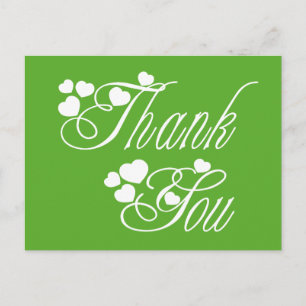 Thank you Green And White Love Hearts - Wedding Postcard