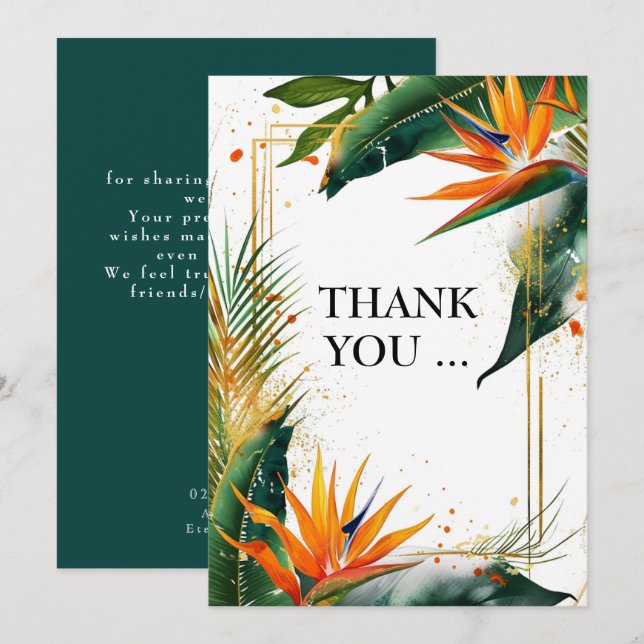 Thank You green  Birds of Paradise Bliss (Front/Back)