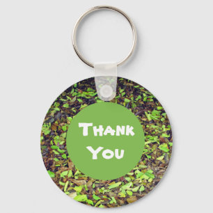 Thank You Green Brown Autumn Leaves Appreciation Key Ring