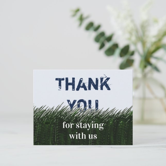 Thank You Green Grass and Sky Guest Appreciation Postcard (Standing Front)