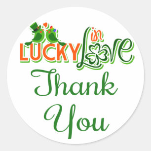 Thank You Green Lovebirds Wedding Stickers