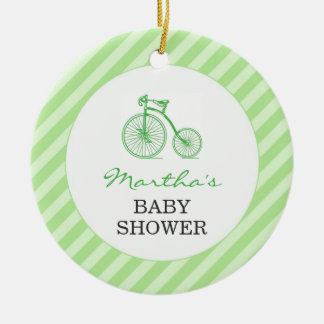 Thank You Green Neutral Baby Shower Favour Ornamen Ceramic Tree Decoration