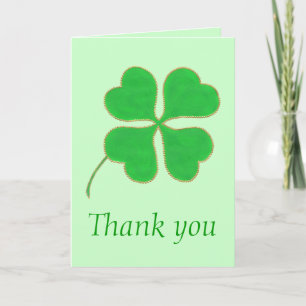 Thank you, Green Shamrock Green Dots Wedding Cards