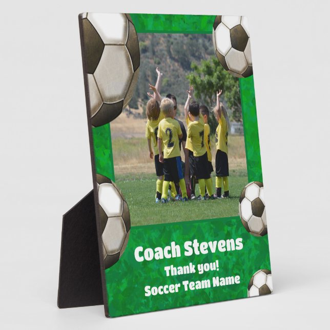 Thank You Green Soccer Balls | Soccer Coach Gift Plaque (Side)