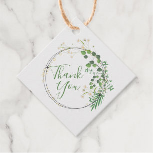 Thank You Greenery Tiny Flowers Wreath Favour Tags