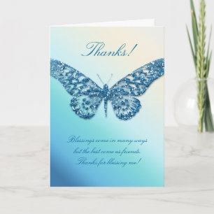 Thank You Greeting Card Butterfly Blue