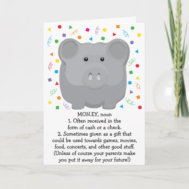 Thank You Greeting Card Piggie Bank any Occasions (Front)