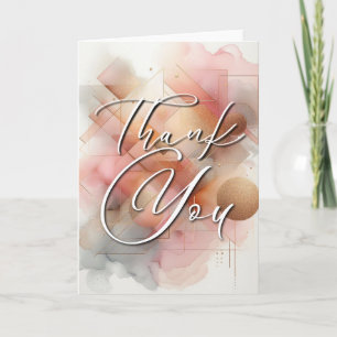 Thank You Greeting Card - Watercolor Abstract Geom