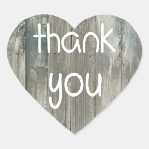 Thank You Grey Distressed Wood Rustic Stickers