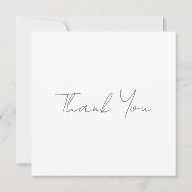 Thank You Grey Handwritten Classical Chic White Holiday Card (Front)