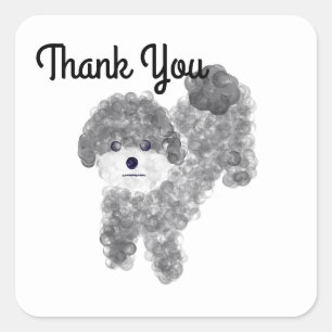 Thank You Grey Poodle #1 Stickers