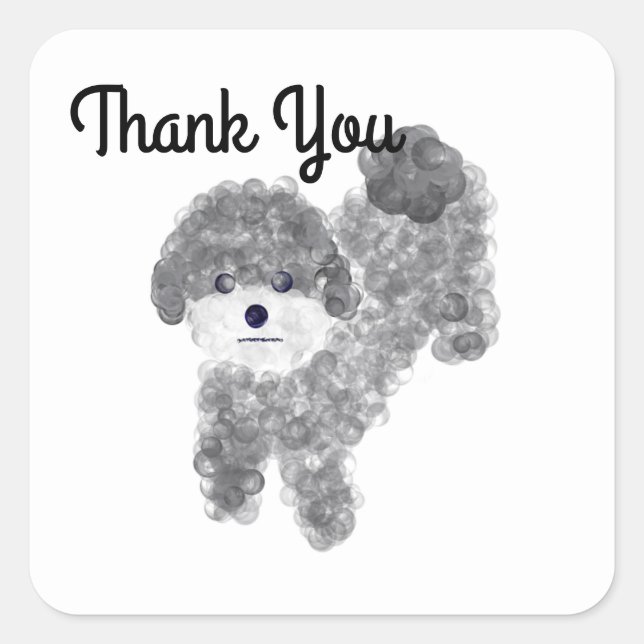 Thank You Grey Poodle #1 Stickers (Front)