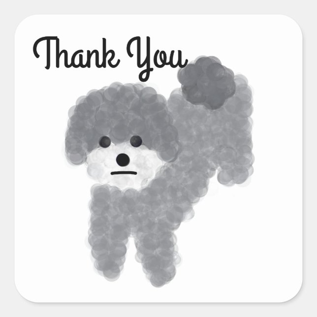 Thank You Grey Poodle #2 Stickers (Front)