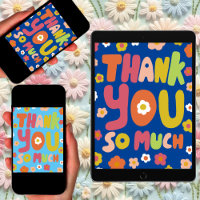 THANK YOU Groovy Daisies Bubble Letters Tree-Free