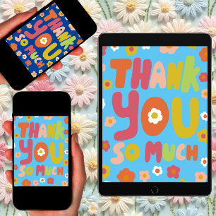 THANK YOU Groovy Daisies Bubble Letters Tree-Free Card