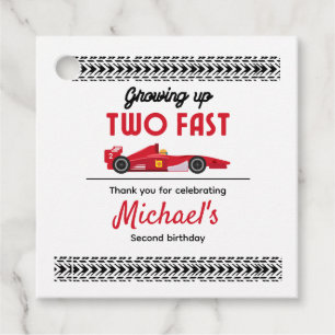 Thank You Growing Up Two Fast Red Race Car Boy 2nd Favour Tags