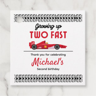 Thank You Growing Up Two Fast Red Race Car Boy 2nd Favour Tags