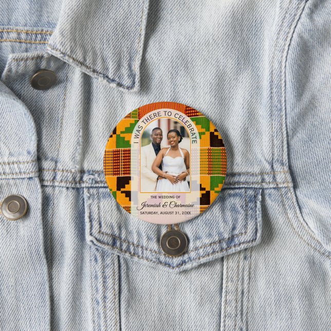 THANK YOU GUEST FAVORS Africa Ghana Kente WEDDING  7.5 Cm Round Badge (In Situ)