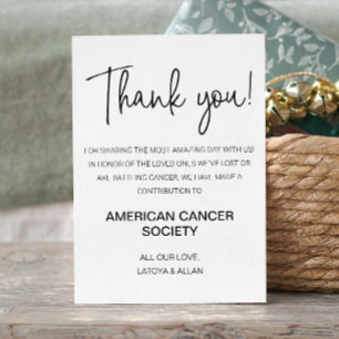 Thank You Guests Donation To Charity Wedding