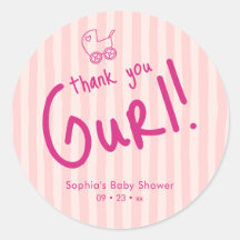 Thank You Gurl Pink Stripe Girl Baby Shower