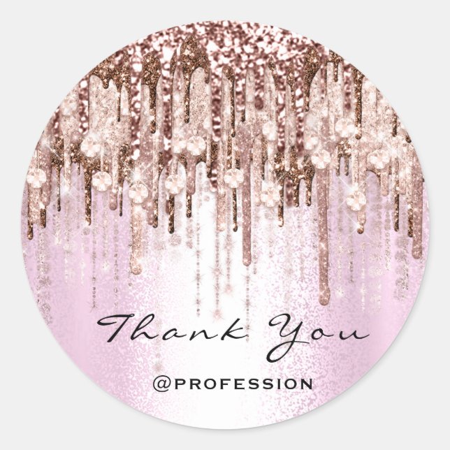 Thank You Hairdresser Makeup Rose Diamond Pink Classic Round Sticker (Front)