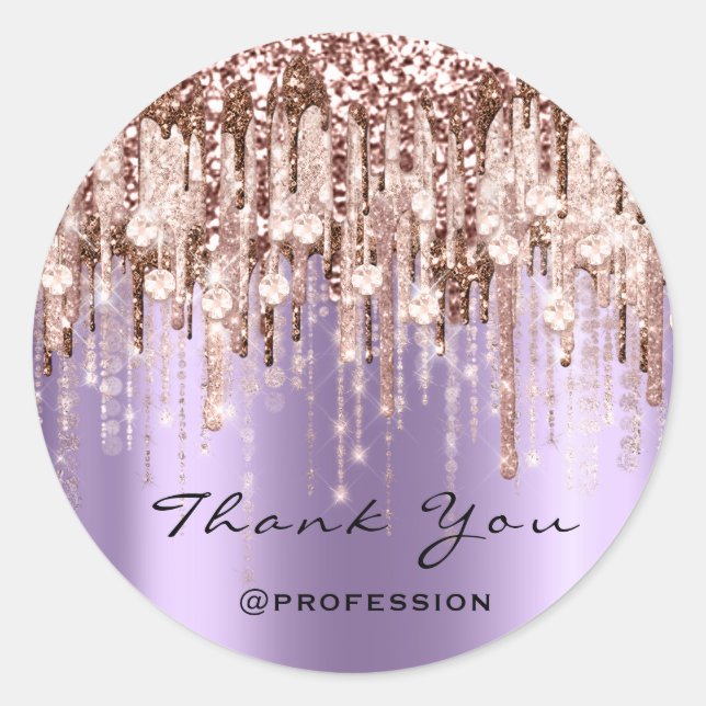 Thank You Hairdresser Makeup Rose Diamond Purple Classic Round Sticker (Front)