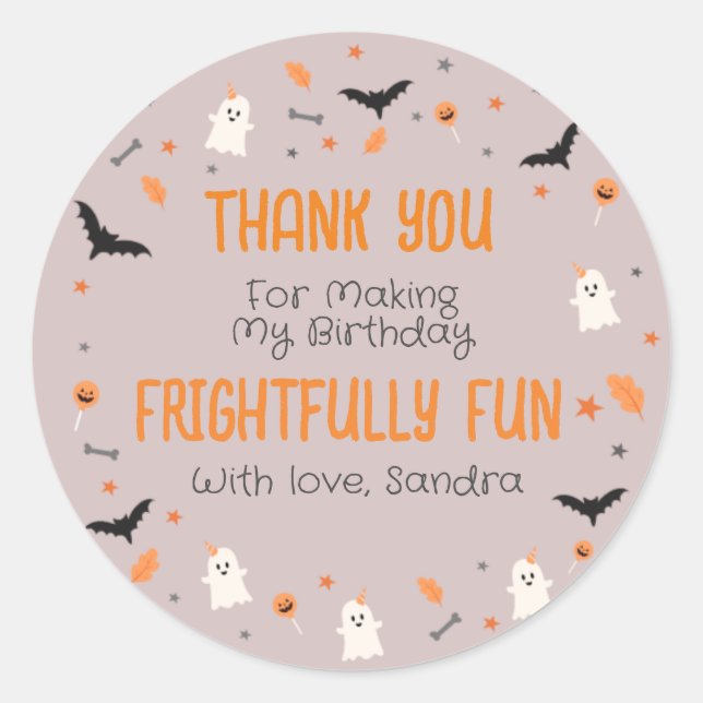 Thank You Halloween Birthday  Classic Round Sticker (Front)