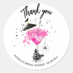 Thank You Halloween Cocktail Bridal Shower Classic Round Sticker