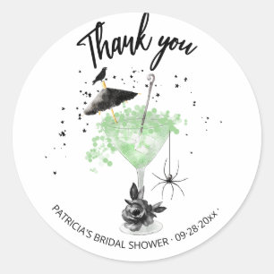 Thank You Halloween Cocktail Bridal Shower Classic Round Sticker