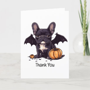 Thank You Halloween French Bulldog Bat Pumpkins Card