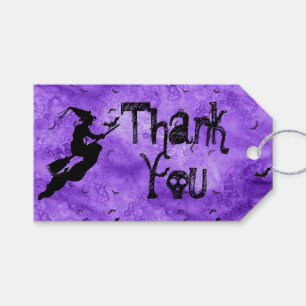 Thank You Halloween Witch Silhouette Purple Grunge Gift Tags