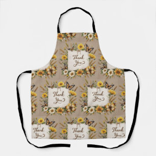 Thank you Hand drawn wildflowers, wheat stalks Apron