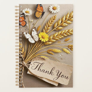 Thank you Hand drawn wildflowers, wheat stalks Planner
