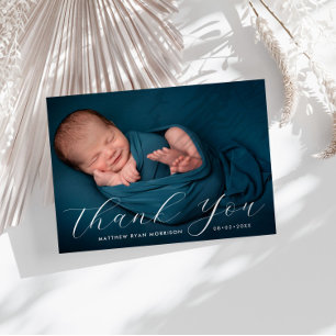 THANK YOU hand lettering baby announcement Postc Postcard