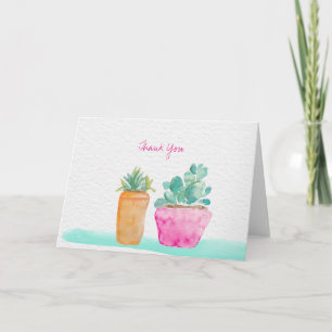 Thank You Hand painted potted cactus Card