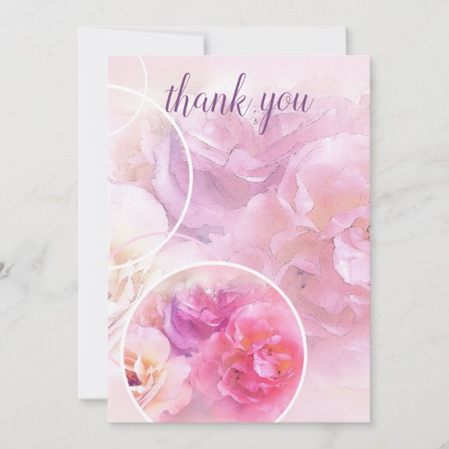 Thank You Hand Script Elegant Watercolor Roses (Front)