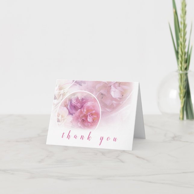 Thank You Hand Script Elegant Watercolor Roses (Front)